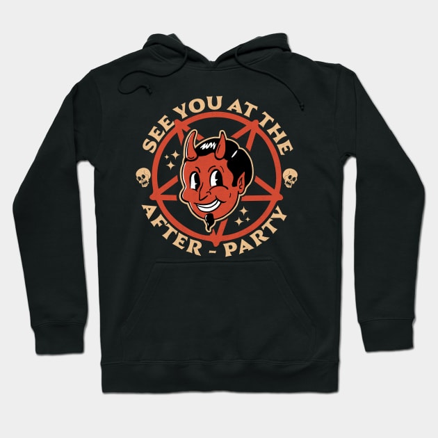 See You at the After-Party Hell Devil Halloween Goth Retro Hoodie by OrangeMonkeyArt